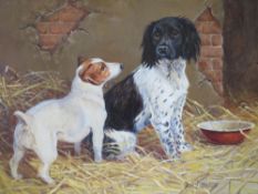 DONNA CRAWSHAW (XX) British school, a study of a Jack Russell and a Springer Spaniel in a