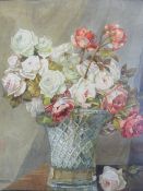 REGINALD HARRY AUSTIN (1890-1955). Still life study of roses in a vase, signed lower left,