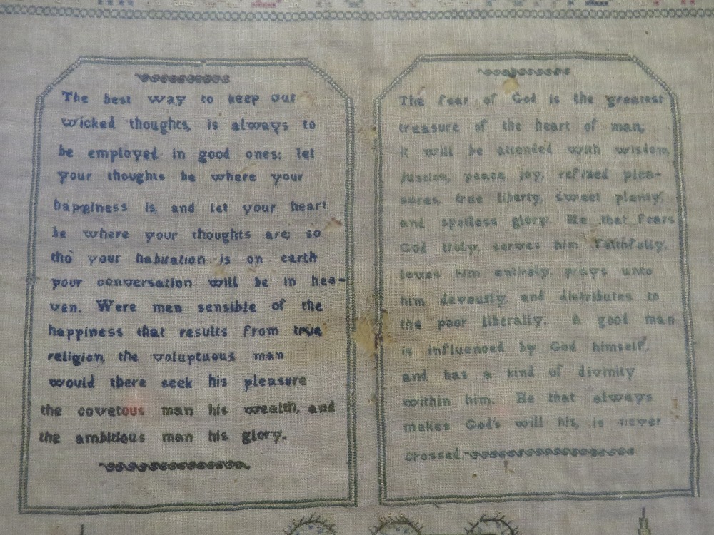 A SAMPLER BY MELENA DRIVER - SEPTEMBER 30th 1814, framed and glazed, 40 x 31 cm - Image 3 of 6