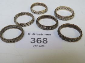 SIX 9CT GOLD AND SILVER ETERNITY RINGS