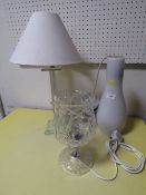 THREE ASSORTED GLASS LAMPS