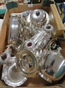 TRAY OF VINTAGE SILVERPLATED MIXED TABLEWARE ITEMS
