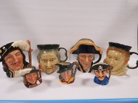 A COLLECTION OF ROYAL DOULTON CHARACTER JUGS TO INCLUDE LORD NELSON, (7)