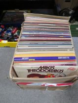 A TRAY OF ASSORTED LP RECORDS TO INCLUDE BRENDA LEE , CHAS AND DAVE , AND THE MUSIC OF MIKIS