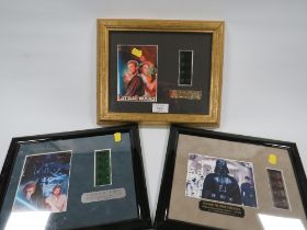 THREE FRAMED AND GLAZED STARS WARS LIMITED EDITION FILM CELL PICTURES