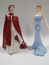 A ROYAL WORCESTER FIGURINE OF THE QUEENS 80TH BIRTHDAY 2006 TOGETHER WITH A FIGURE OF DIANA