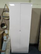 A MODERN WHITE GLOSS TWO DOOR WARDROBE 198 X 74 CM