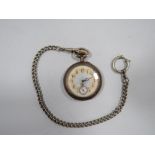 A CONTINENTAL .800 STAMPED SILVER OPEN FACED MANUAL WIND POCKET WATCH DECORATIVE ENAMEL DIAL A/F