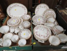 TWO TRAYS OF MAINLY ROYAL ALBERT DIMITY ROSE DINNER WARE AND SALISBURY CHINA