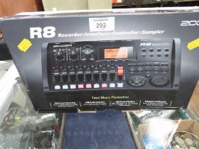 A ZOOM R8 RECORDER SAMPLER INTERFACE CONTROLLER TOTAL MUSIC PRODUCTION SYSTEM WITH DRUM PAD IN BOX
