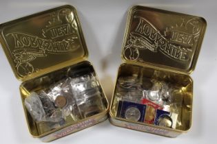 TWO SMALL TINS OF COLLECTABLE BRITISH COINS