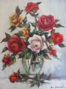 D.C. FRANCOIS (XX). Early to mid century Continental school, still life study of roses in a vase,