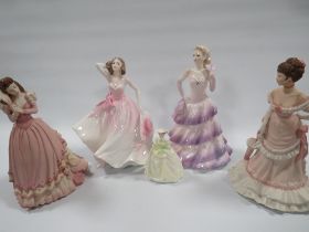 FOUR ASSORTED COALPORT FIGURINES TOGETHER WITH ANOTHER EXAMPLE (5)