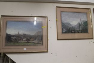 TWO FRAMED PASTEL LANDSCAPES WITH THREE FIGURATIVE STUDIES (FOYER)