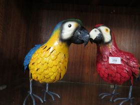 TWO METAL PARROTS