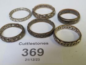 SIX 9CT GOLD AND SILVER ETERNITY RINGS