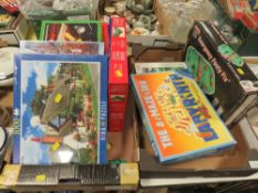 TWO TRAYS OF ASSORTED JIGSAWS AND GAMES