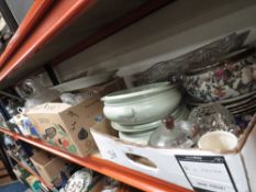 FOUR TRAYS OF ASSORTED CERAMICS AND GLASSWARE