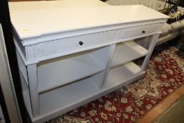 A LARGE MODERN WHITE CONSOLE TABLE WITH TWO DRAWERS W-160 CM