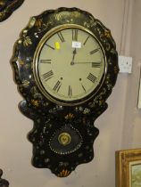 A VICTORIAN PAPER MACHE WALLCLOCK H-71 CM