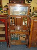 A VINTAGE OAK MIRRORED HALLSTAND