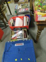 LARGE QUANTITY OF ASSORTED BOOKS OVER SEVEN TRAYS TO INCLUDE MANY MILITARY EXAMPLES