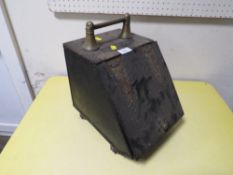 SMALL BRASS MOUNTED COAL BOX