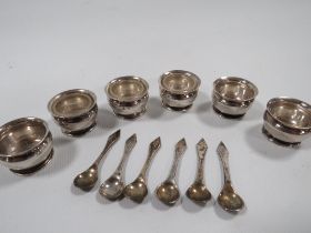 SIX SILVER HALLMARKED POTS AND SPOONS