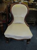 A 19TH CENTURY MAHOGANY LADIES UPHOLSTERED CHAIR