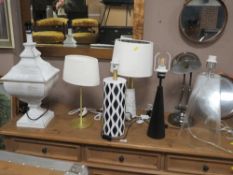 SEVEN ASSORTED MODERN TABLE LAMPS - UNTESTED