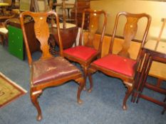 A SET OF THREE ANTIQUE OAK DINING CHAIRS