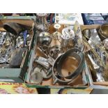 THREE BOXES OF MIXED SILVER PLATE ITEMS