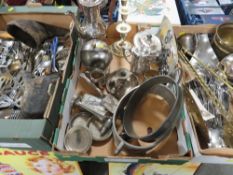 THREE BOXES OF MIXED SILVER PLATE ITEMS