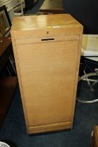 A VINTAGE TAMBOUR FRONTED CABINET A/F