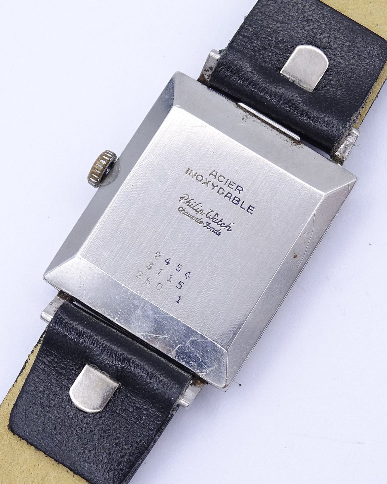 Herren Armbanduhr Philip Watch, mechanisch, Werk läuft, Gehäuse 25 x 30mm, Alters- und Gebrauchsspu - Image 3 of 4