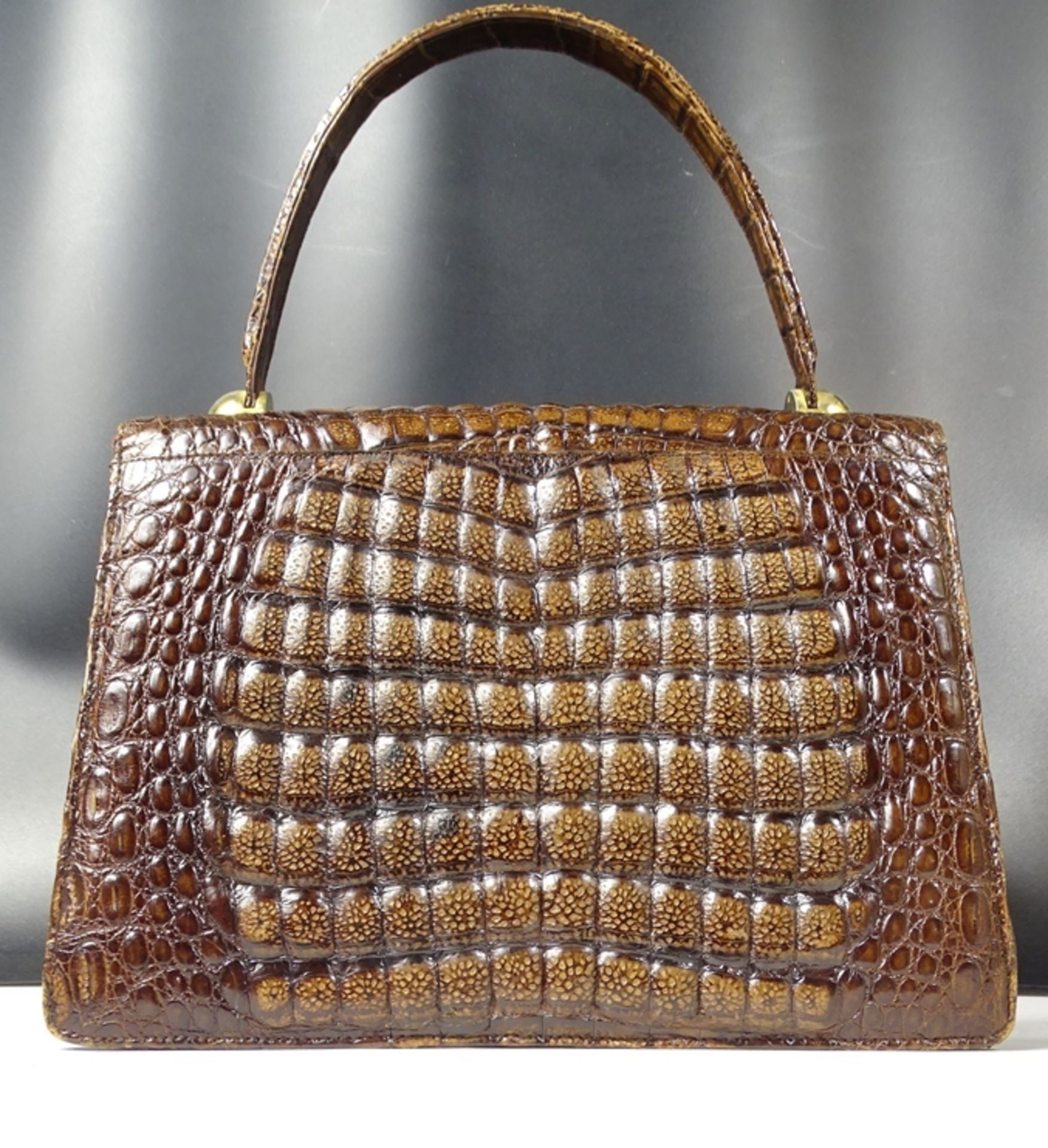 Krokoleder Handtasche mit Geldbeutel, 21x29cm - Bild 5 aus 10