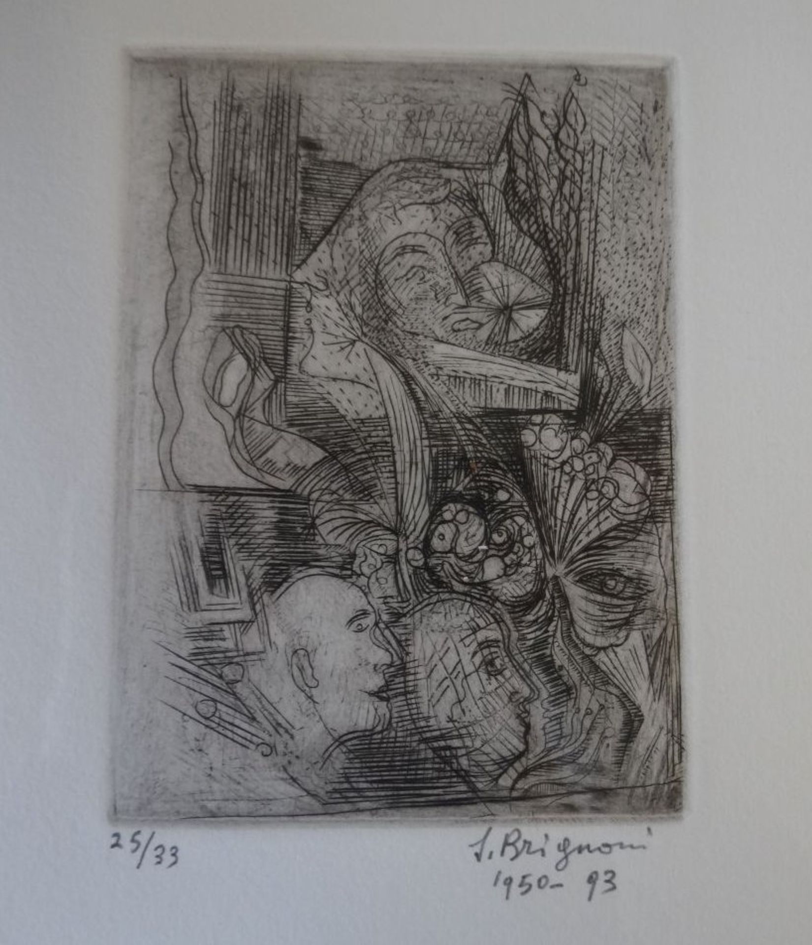 Serge BRIGNONI (1903-2002) 3x Kupferstiche in 33-er Auflage, alle in einem Rahmen, verso Galerie-A - Image 2 of 10