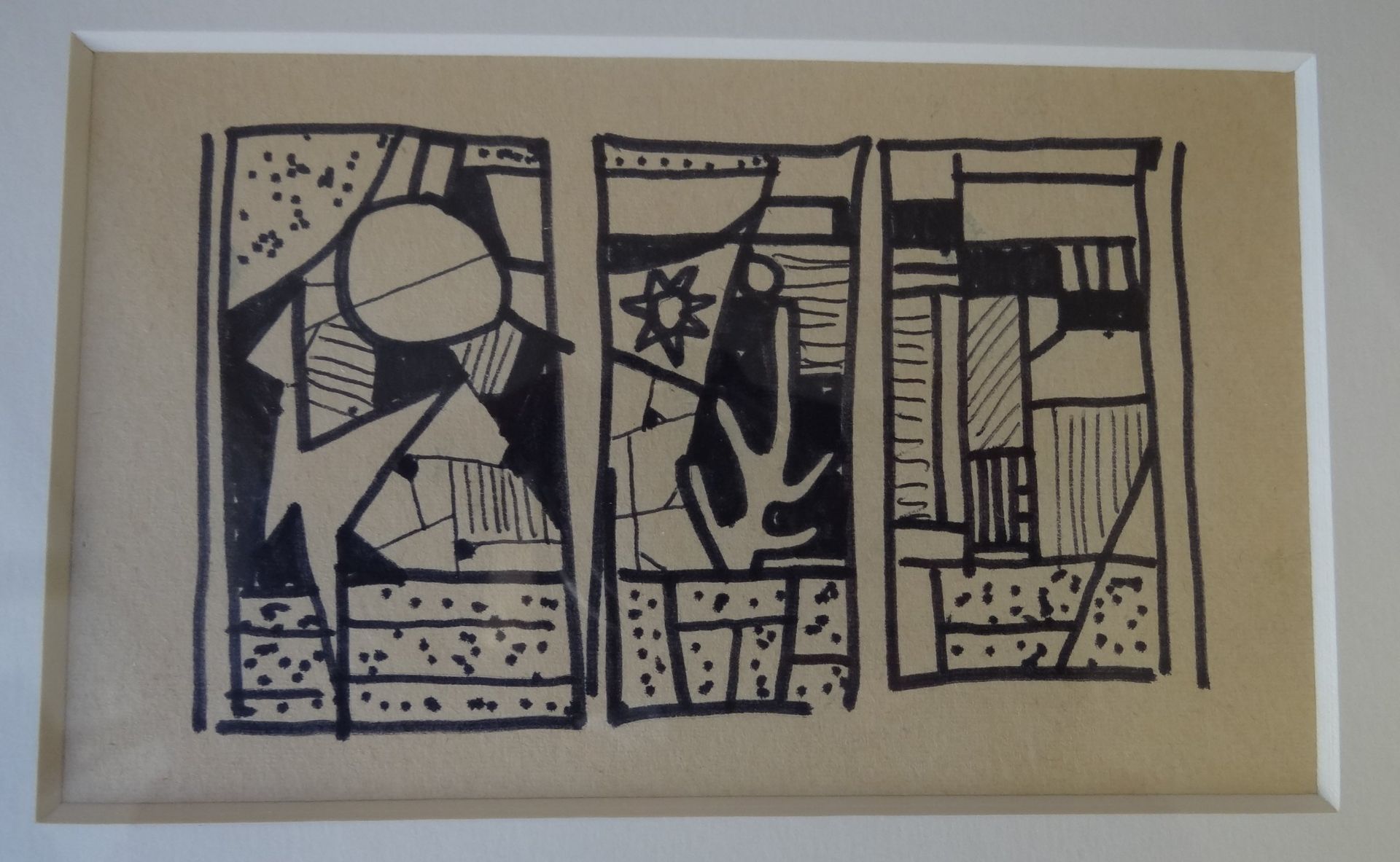 Otto Abt (1903-1982) Nachlass,Handzeichnung, drei Studien, ,rückseitig original Etikett mit Maßen - Image 2 of 3