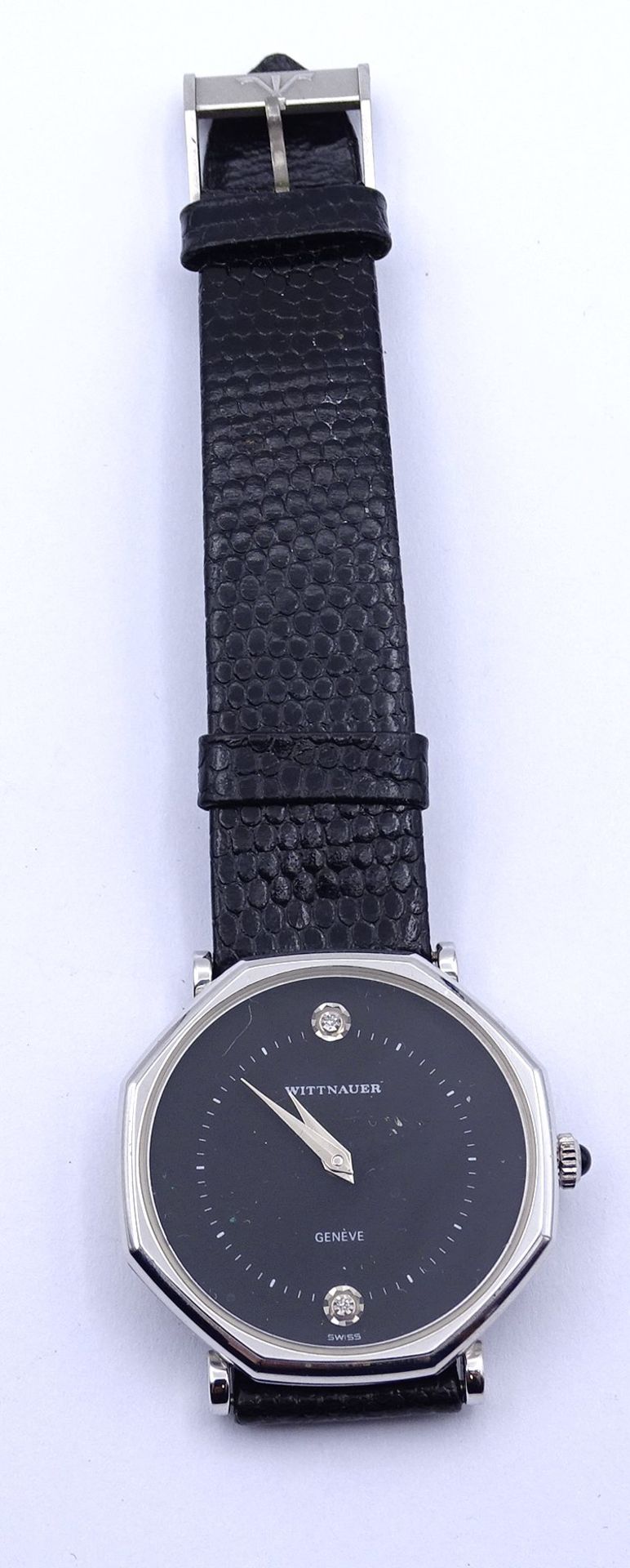 Armbanduhr Wittnauer Geneve, mechanisch, Diamanten auf 6 und 12 Uhr, Gehäuse D. 30mm, Werk läuft - Bild 4 aus 4