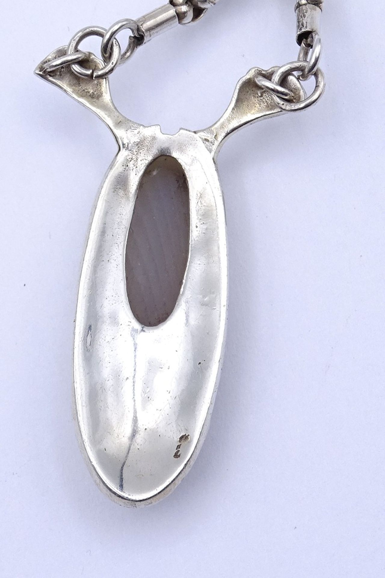 Sterling Silber Collier mit Halbedelstein, L. 50cm, 27,4g. - Bild 3 aus 3