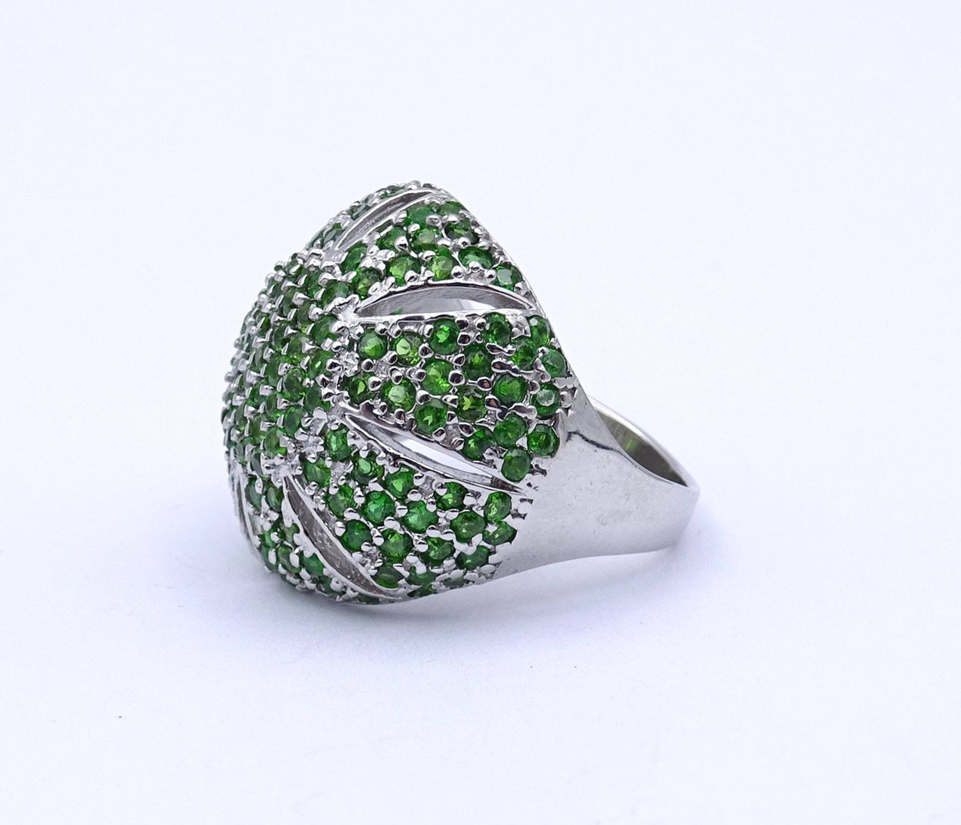 Sterlingsilber Ring mit rund facc. Chromdiopside, 10,6g., RG 57 - Image 3 of 4