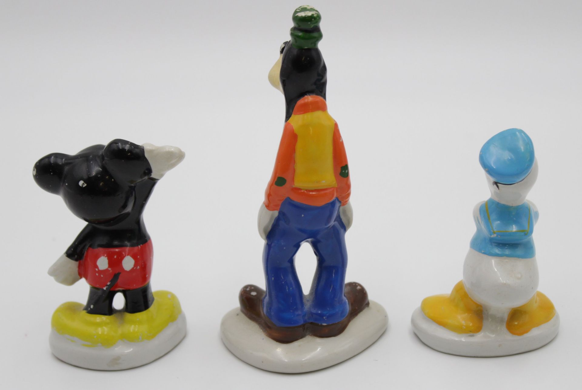 3x div. Walt Disney-Figuren, Mickey, Donald und Goofy, älter, teilw. berieben, Goofy an Hut bestoss - Bild 2 aus 5