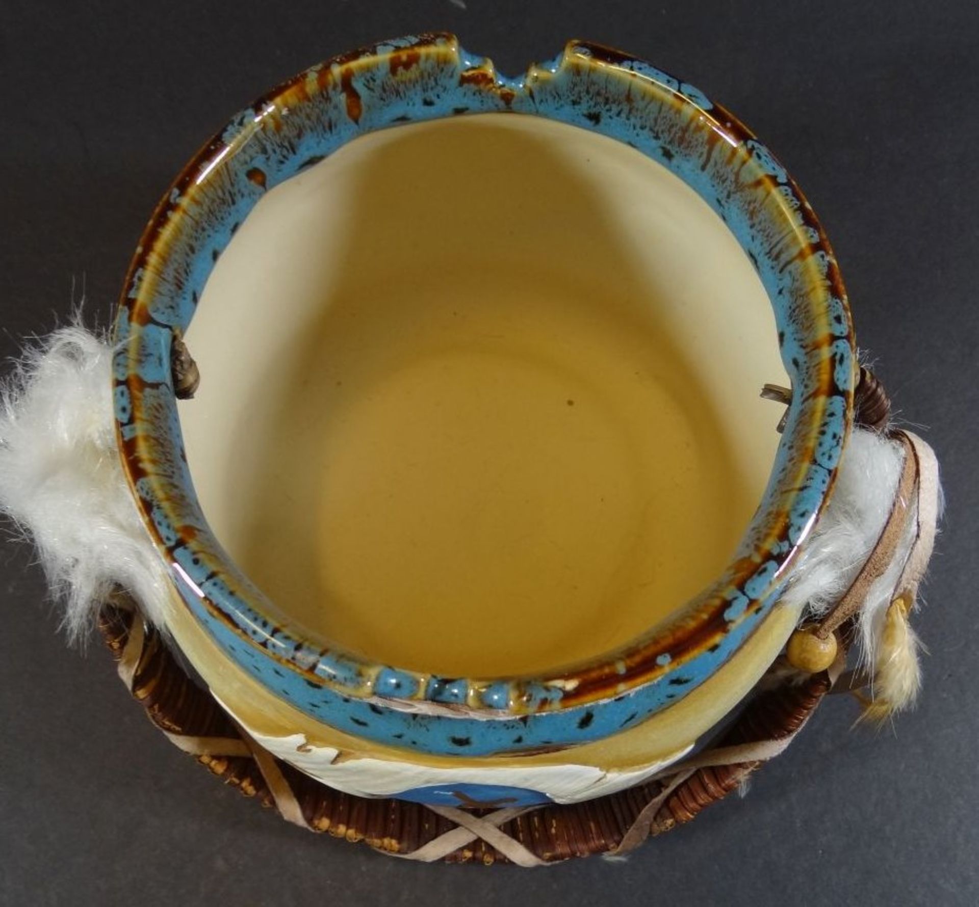 Keramik-Henkeltopf im Indianerlook, H-10 cm, D-14 cm - Bild 2 aus 5