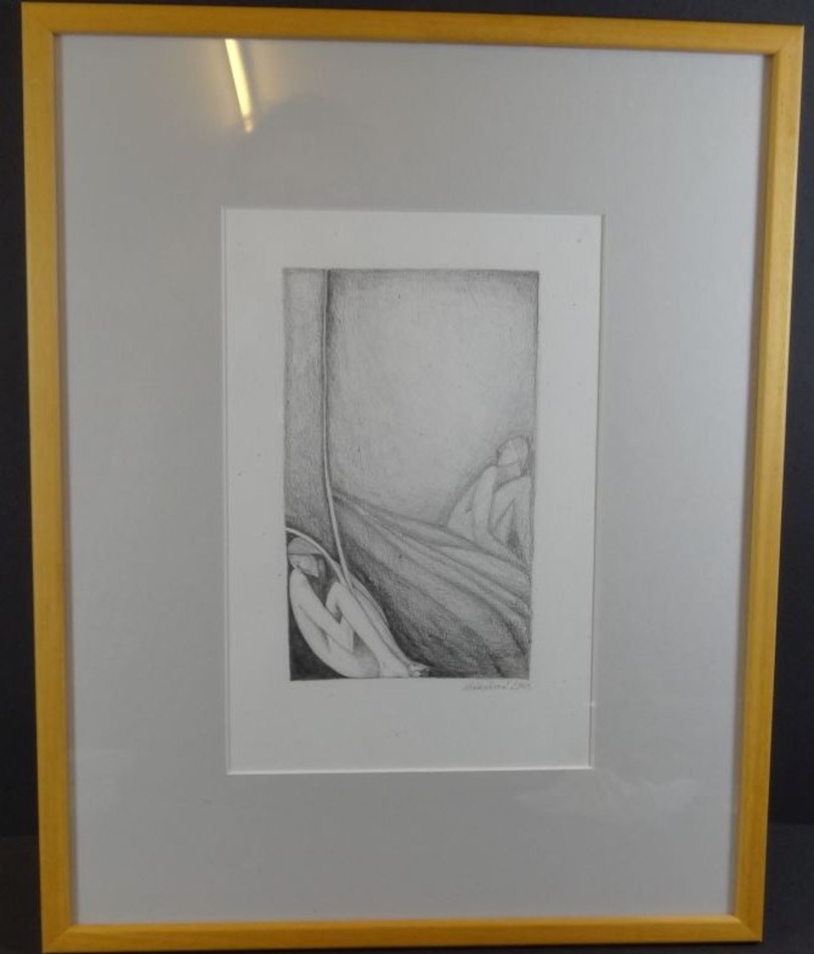 M. Mikesova, 2003, Lithografie, "Sama" verso betitelt, 2 Frauen, ger/Glas, 45x36 cm