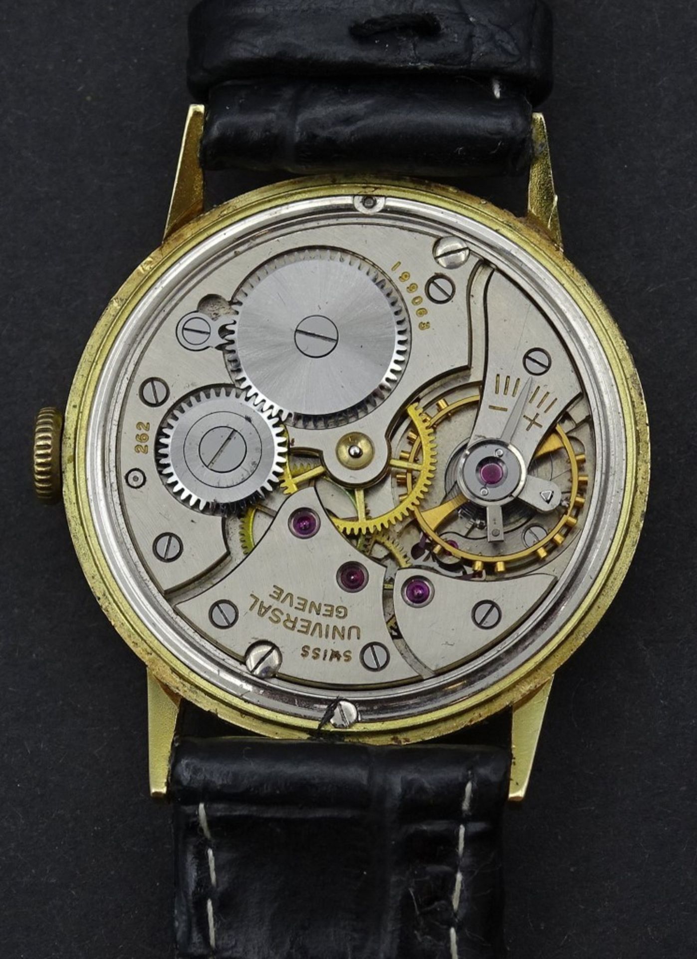 Herren Armbanduhr "Universal Geneve",GG Gehäuse 18K 0.750, D- 32,3mm,mechanisch,Werk läuft - Bild 10 aus 10