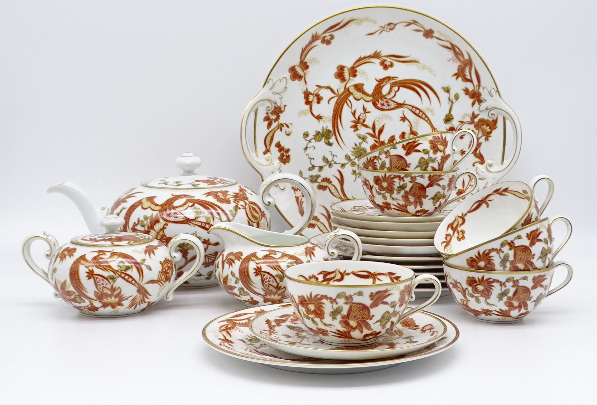 *Teeservice f. 6 Personen "Rosenthal" Elite, Dekor Phoenix, 22 tlg. Kuchenplatte, Milch+Zucker, Kan - Bild 2 aus 9