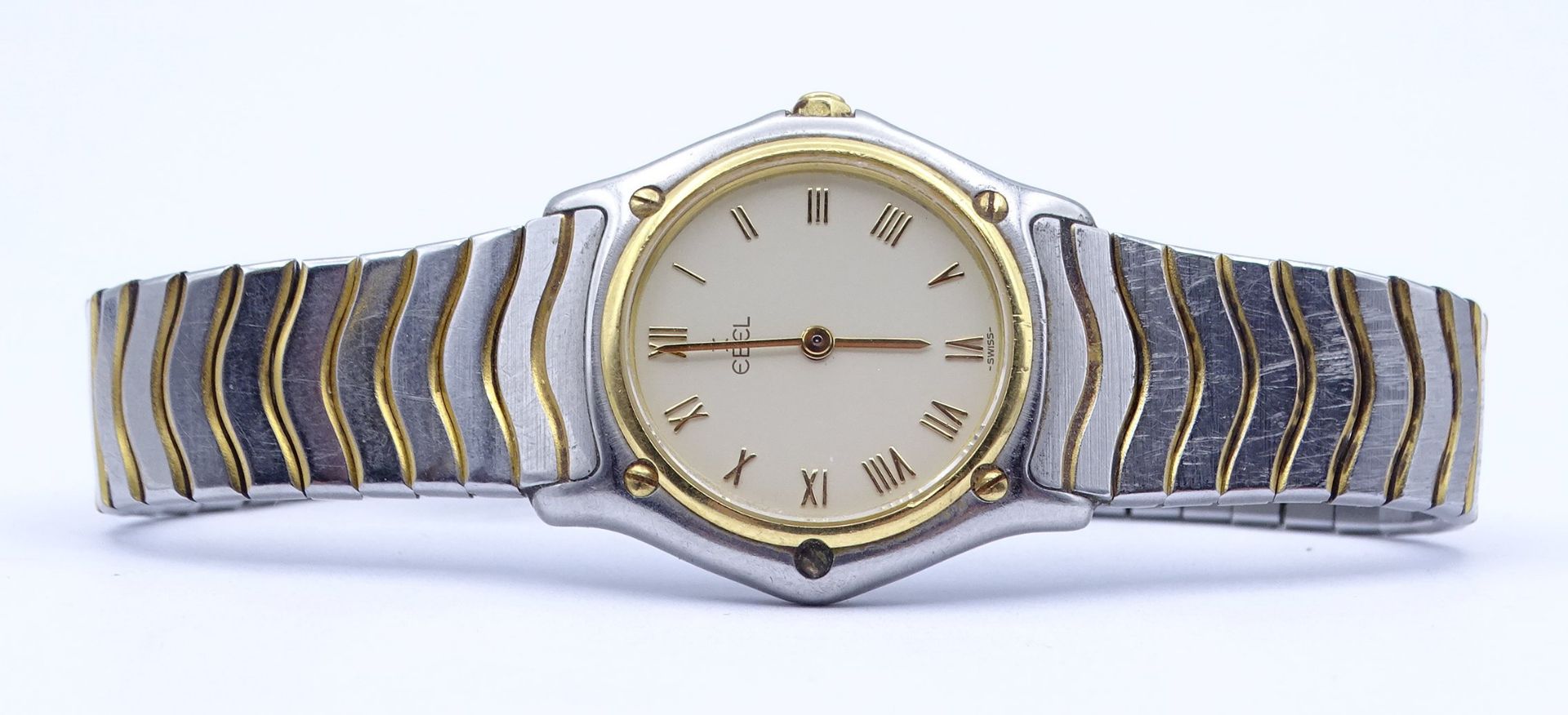 Damen Armbanduhr Ebel Stahl/Gold, Classic Wave, Quartzwerk, Funktion nicht überprüft, Gehäuse 26mm,