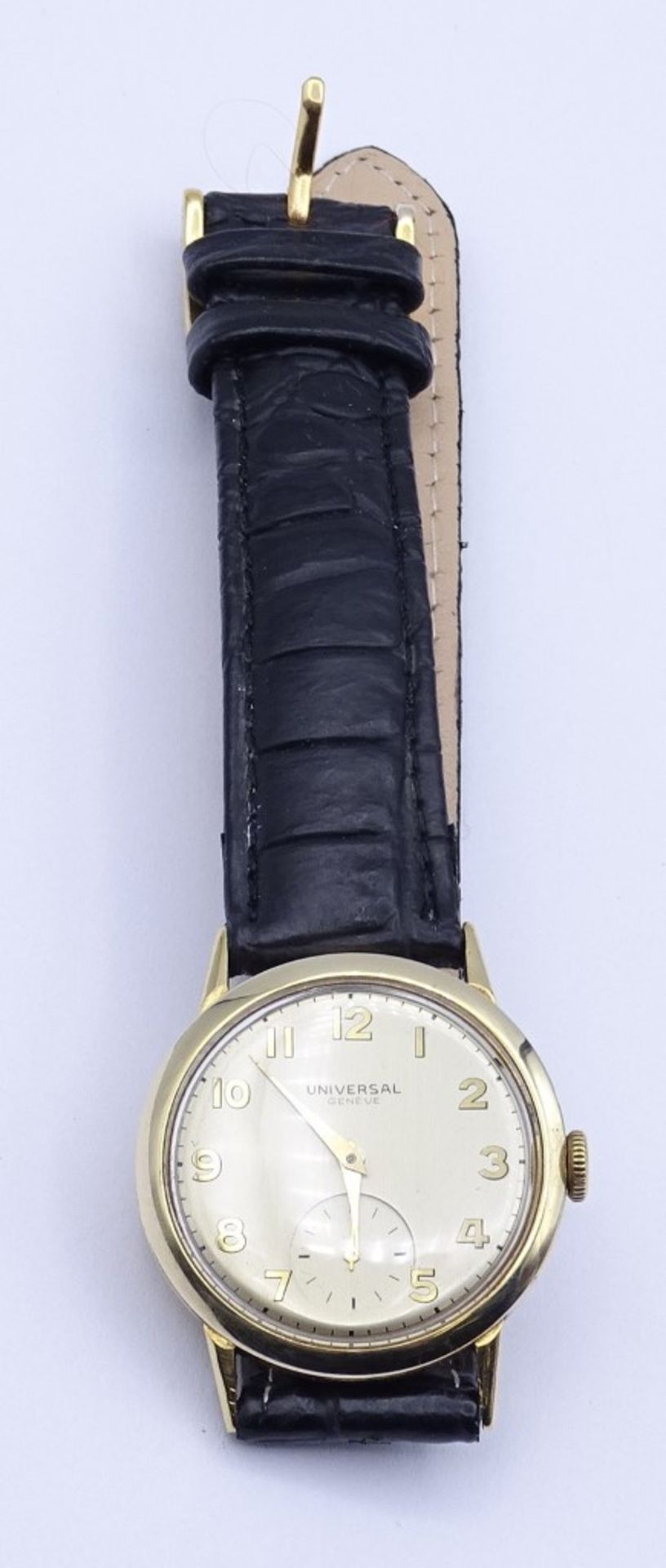 Herren Armbanduhr "Universal Geneve",GG Gehäuse 18K 0.750, D- 32,3mm,mechanisch,Werk läuft - Bild 6 aus 10