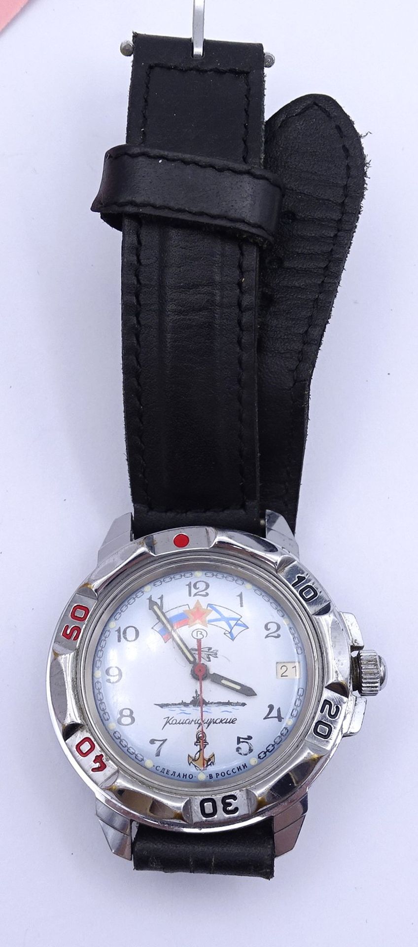Russische Herren Armbanduhr, mechanisch, Werk läuft kurz an, D. 38mm - Bild 5 aus 5