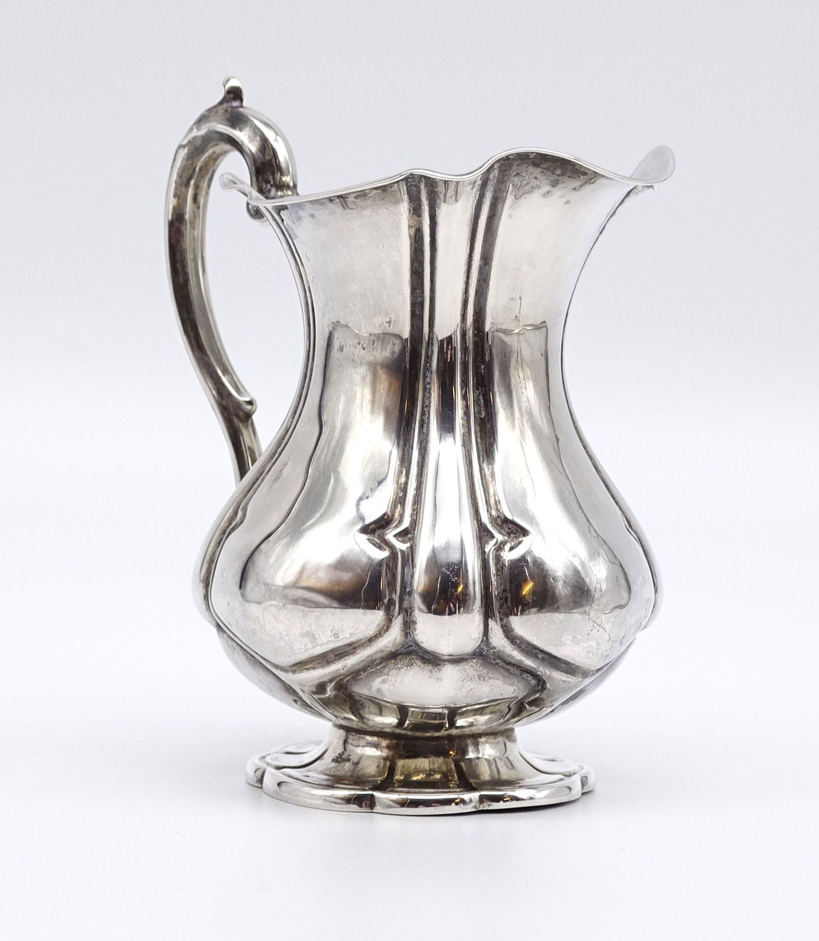 Biedermeier-Sahnekännchen um 1850, 12 lötiges Silber,87,11 gramm, H-12 cm - Image 3 of 4